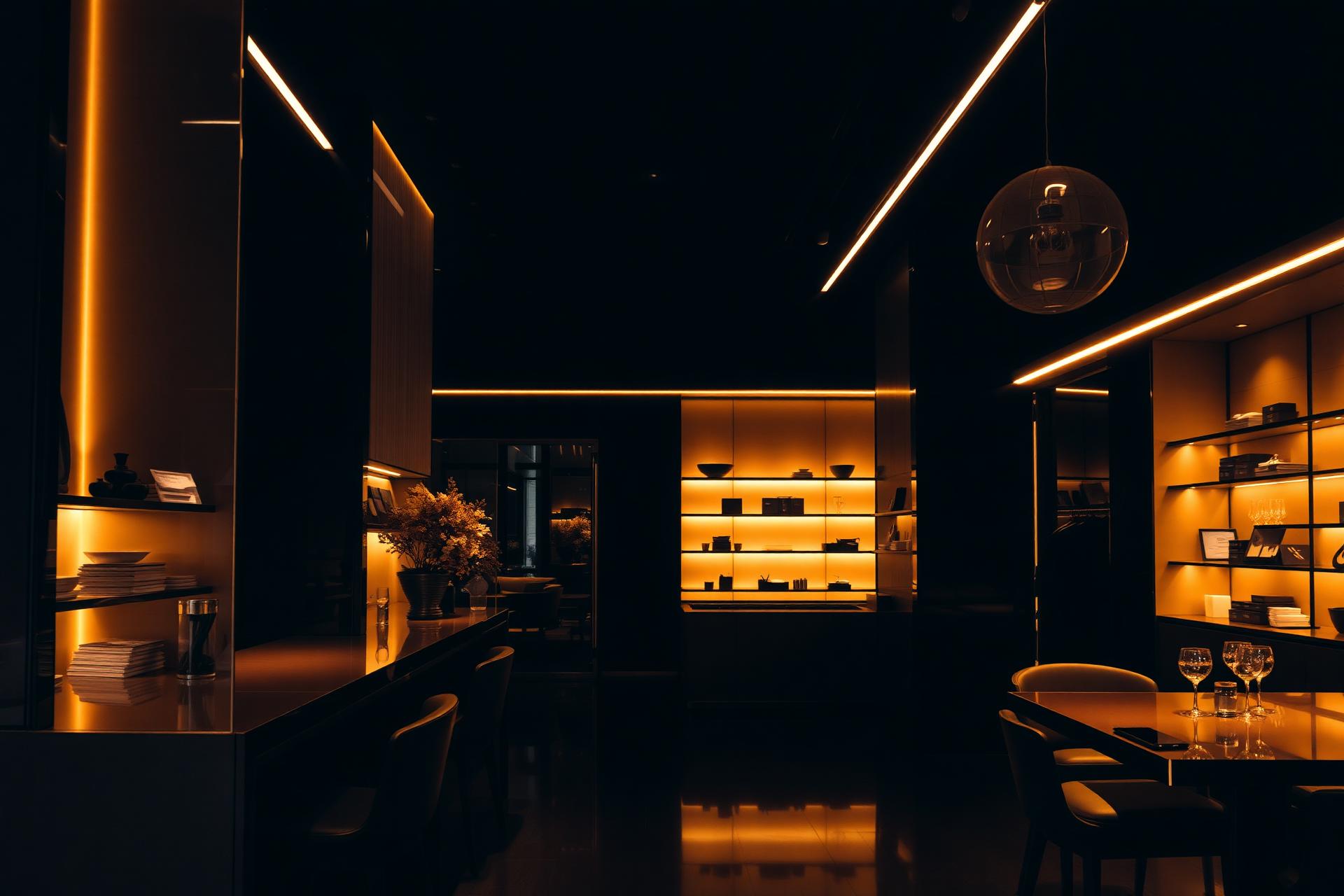 Modern boutique interior at golden hour
